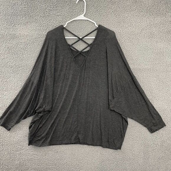 Zim & Zoe‎ Lounge Women 22/24 Gray Casual Dropped Sleeve Oversize Top - Picture 4 of 9